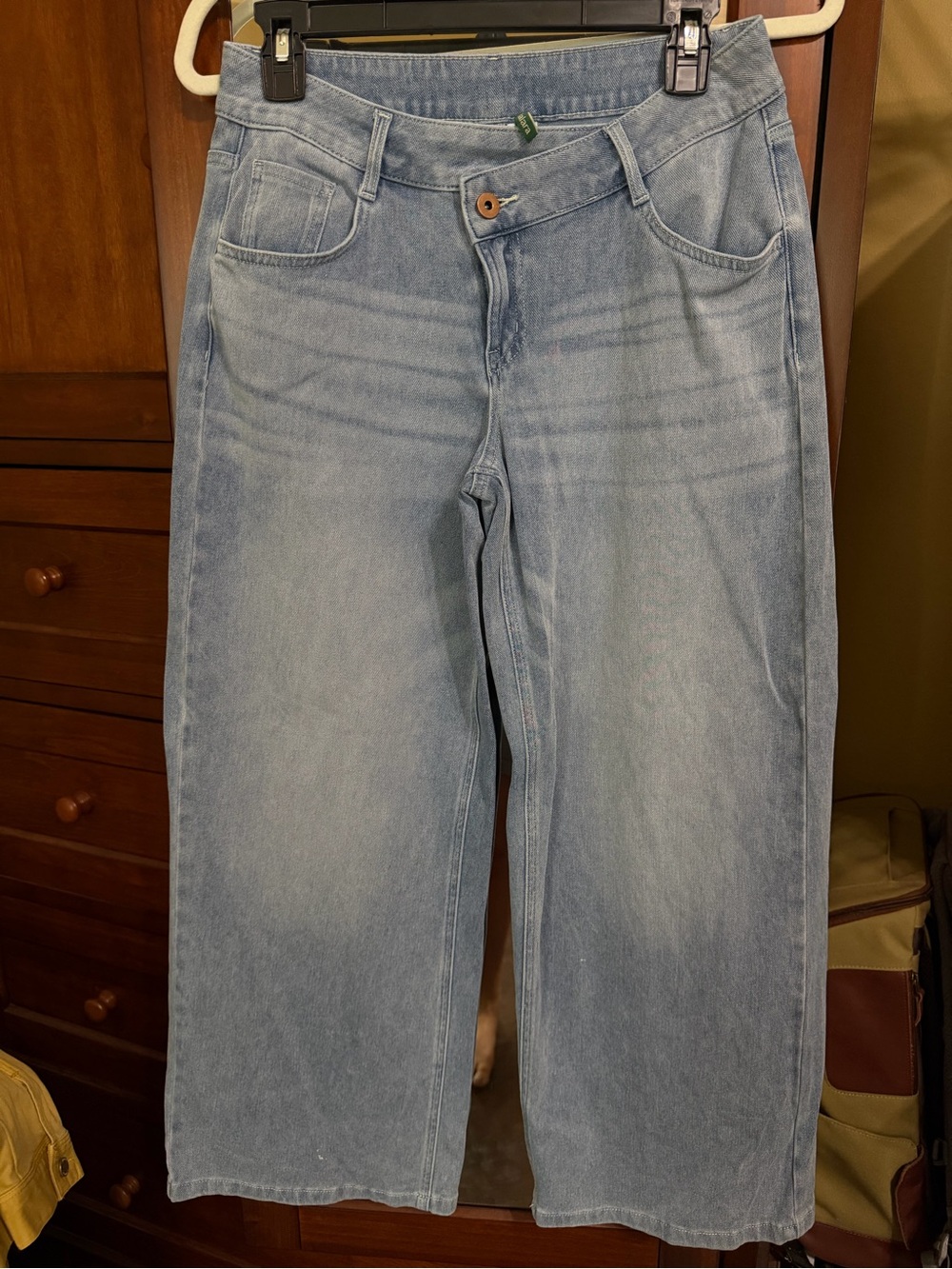 Halara Flex™ Asymmetric Low Rise Zipper Pocket Baggy Wide Leg Jeans S Petite